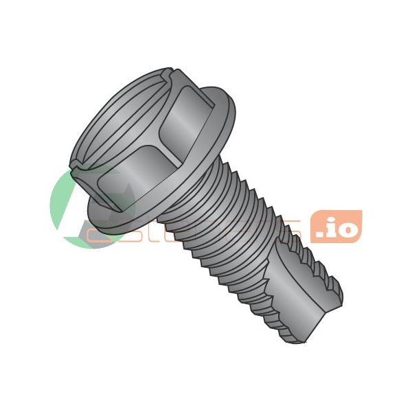 Newport Fasteners Thread Cutting Screw, #10-24 x 1/2 in, Black Oxide Steel Hex Head Slotted Drive, 7000 PK 526669 - main